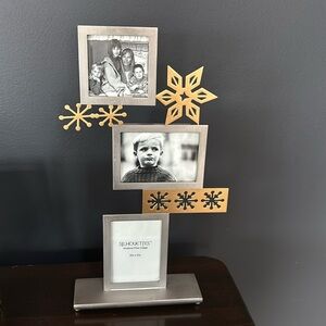 Silhouettes 3 Pictures Metal Snowflake Winter Picture Frames Silver Gold NWT